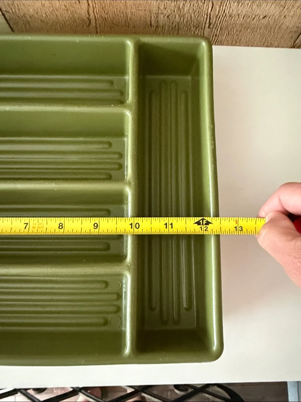 Vintage Avocado Green Plastic Utensil Tray Organizer